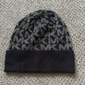 Michael Kors Black and White Logo Beanie